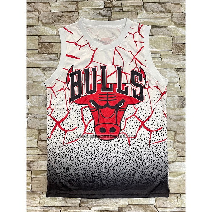 Camiseta Chicago Bulls Michael Jordan NO 23 Mitchell & Ness Blanco Rojo